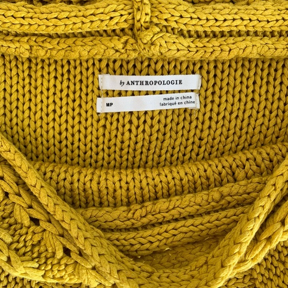 Anthropologie Sweater Size M P Marigold Yellow Cotton Off Shoulder Wide Neck - Picture 3 of 15